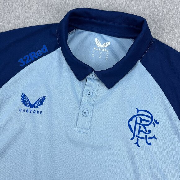 Castore Glasgow Rangers FC Polo Shirt Mens XL Blue Two-Tone 32Red Soccer Footy - Picture 2 of 10